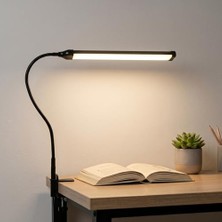 Die Grup LED Masa Lambası – 12W USB Güç Girişli, Esnek Kol, Klipsli Tasarım, 3 Renk Sıcaklığı (2800K/4200K/6000K), Kısılabilir Dimmer Anahtarlı | Siyah 555          [enerji Sınıfı A]