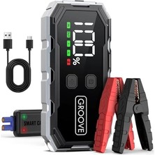 Die Grup Groove F11 15800MAH 2000A Tepe Akımı Akü Takviye Cihazı Taşınabilir Jump Starter (Powerbank+Led Lamba+Lcd Ekran) Benzinli ve Dizel Araçlar Için