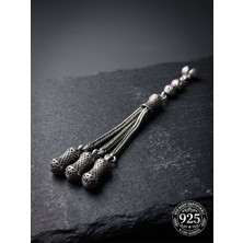 Roza Silver 925 Ayar Gümüş Otantik Işleme Vazo Model 3lü Zincir Tesbih Püskülü