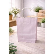 Die Grup Çelikpençe Kraft Kağıt Çanta, Büküm Saplı, 25X31X12 Cm, Hediyelik Butik Mağaza Poşeti, 25 Adet (Pembe)