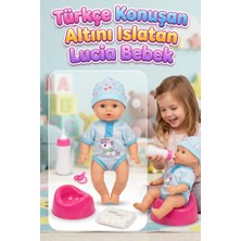 Farbu Oyuncak 5 Parça Sesli Pilli Türkçe Konuşan Altını Islatan 28CM Eklemleri Hareketli Lucia Bebek Oyuncak Seti