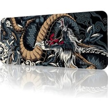 Die Grup 8 Farklı Desenli Baskılı Model Black Deer Xxl Gaming Mouse Pad 70X30 cm – Dikişli Kenar, Kaymaz Taban, Dijital Tasarım, Hassas Takip, Ultra Geniş Oyuncu Mousepad (Dragon 70X30 Cm)