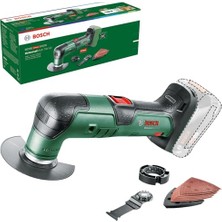 Die Grup Bosch Universalmulti 18V-32 Akülü Çok Amaçlı Alet 1 x Testere Bıçağı ile Birlikte Gelir; 1 x Kesme Bıçağı; 1 x Zımpara Plakası; 6 x Zımpara Kağıdı; 1 x Derinlik Durdurucu; Pilsiz)