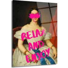 GLAZELLA Relax And Enjoy Pop Art Kadın Portresi Cam Tablo