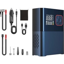 Die Grup 6000MAH LED Işıklı Çantalı Powerbank Özellikli Şarjlı ve Kablolu DC12V Araç Motor Bisiklet Top Lastik Şişirme Hava Kompresörü 130W