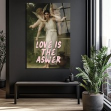 GLAZELLA Aşk Cevaptır Cam Tablo - Romantik Klasik Sanat ve Modern Mesaj