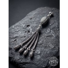 Roza Silver 925 Ayar Gümüş Otantik Işleme Petek Mekik Payre 4lü Zincir Tesbih Püskülü