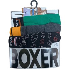 Marmara Qumasch Star 105 Desenli Jakar Erkek 3'lü Kemer Boxer