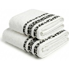 Mira Home 2 Parça Banyo Havlu Seti %100 Pamuk 70X140+50X90 cm Savana Beyaz