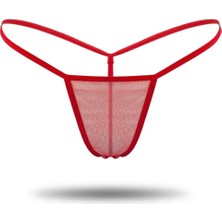 Bysisman Kırmızı Transparan Tül String Tanga TM1115