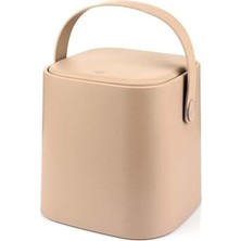 Die Grup Tutma Saplı Iç Kovalı Tezgah Üstü Mutfak Çöp Kovası, 4 Litre, Kilitli Kapak, Click Kapak, 20X20X22 Cm, Krem