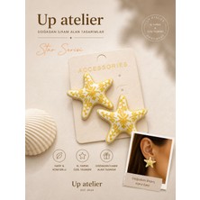 Up Atelier Plaj Modası El Yapımı Sarı Deniz Yıldızı Küpe