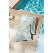 Ocean Home Textile 2 Adet Su Geçirmez Pvc Astarlı Mint Dama Desen Mayo Islak Kuru Kirli Temiz Çamaşır Çantası