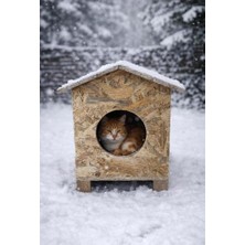 Die Grup Kedi Evi Dış Ortam Uygun Ahşap Kedi Evi Osb 45X40X30 cm