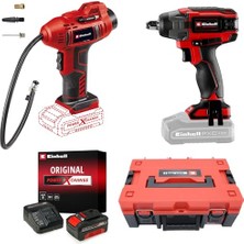 Die Grup Einhell Impaxxo 18/230 + Ce-Cc 18 Li Akülü Somun Sıkma ve Oto Hava Kompresörü Seti (4,0 Ah Akü ve Şarj Cihazı, Çanta Dahildir)