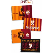 Galatasaray Lisanslı 4'lü Okul Resim Defteri Seti - 24X34 cm Spiralli 15 Yaprak Defter