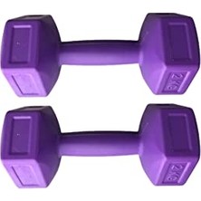 Die Grup 2  x 2 Adet Dambıl Vinyl Kaplı Dumbell Ağırlık-Mor