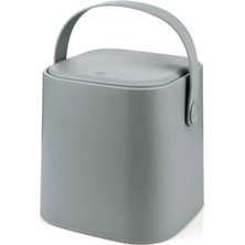 Die Grup Tutma Saplı Iç Kovalı Tezgah Üstü Mutfak Çöp Kovası, 4 Litre, Kilitli Kapak, Click Kapak, 20X20X22 Cm, Gri