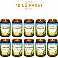 Peller Sivrisinek Kovucu 10 Lu Açık Alanların Tercih Edilen Citronella& Limon Otu Mumu Bahçe ve Teras Mumu 210GRX10 Adet