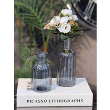 Elta Collection 2'li Füme Cam Vazo Seti Dekoratif Çiçek Vazosu Modern Şişe Vazo Salon Masa Konsol Süsleme