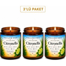 Peller Sivrisinek Kovucu Mum 3 Lü Paket | Açık Alan Mumu | Bahçe Balkon Teras Için Citronella Aromatik Mum 210GRX3 Adet