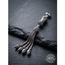 Roza Silver 925 Ayar Gümüş Otantik Işleme Kum Saati/mihrap 4lü Zincir Tesbih Püskülü