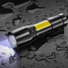 Die Grup El Feneri LED USB Şarjlı-Metal Ultra Güçlü Parlak Zoom Ni Boy El Feneri [ A++]ortam Lambası Deprem,polis,janma,,bekçi Feneri          [ A++]