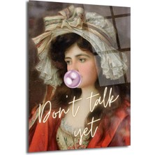 GLAZELLA Don't Talk Yet Bubblegum Kız Cam Tablo - Modern Sanat ve Klasik Şıklık
