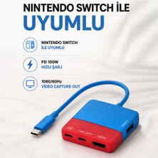 CoverZone Nintendo Switch ile Uyumlu Usb-C Video Capture ve Docking Station, 4-In-1 Pd 100W Hızlı Şarj, 1080/60Hz Capture-Out, 4K Loop-Out, USB 3.2 Veri Transferi | ZR1282