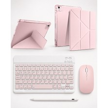 Five-E Apple iPad Air 13 M2/m3/m4 Smart Combo Türkçe Klavyeli Tablet Origami Kılıf Seti -Mouse Kalem Dahil