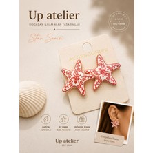 Up Atelier Plaj Modası El Yapımı Kırmızı Deniz Yıldızı Küpe
