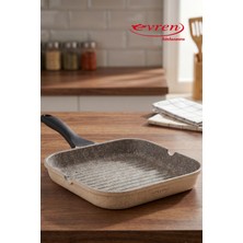 EVREN MUTFAK Kare Izgara Tava 28CM,İNDÜKSİYON Tabanlı Non-Stıck 28CM Tava