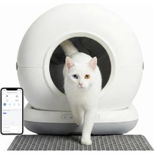 Die Grup Haustier CB001 Akıllı Otomatik Kedi Tuvaleti, App ile Uzaktan Kontrol, 75LT Hazne, 7lt Çöp Haznesi, Ağırlık Sensörlü, 45 Adet Çöp Torbası + Elekli Kum Paspası Hediyeli (Gri)