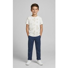 Losan 07-12 Yaş Arası Erkek Çocuk Ekru Palmiye T-Shirt - Ekru