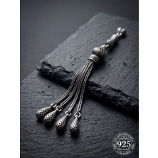 Roza Silver 925 Ayar Gümüş Otantik Işleme Kubbe Payre 4lü Zincir Tesbih Püskülü
