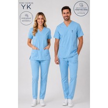 Simirna Üniforma Premium Likralı Logosuz Scrubs Takım Doktor Hemşire Üniforması Sağlık Bakanlığı Uyumlu