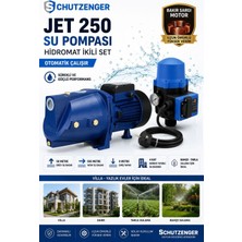 SCHUTZENGER JET250 Bakır Su Pompası ve Hidromat Hidrafor Otomatik Çalışma 1.5 Hq 50 mt Dik Basma 4 Kat Daire Su Motoru Yüksek Basınçlı