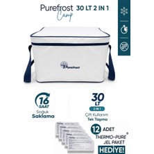 Purefrost PF30 Kamp Buzsuz Soğutucu Çanta, 30LT 16SAAT Soğuk TUTMA+12ADET Tp Jel Hediye