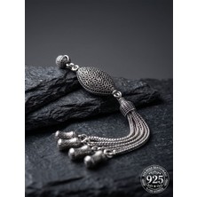 Roza Silver 925 Ayar Gümüş Otantik Işleme Mekik Payre 4lü Zincir Tesbih Püskülü