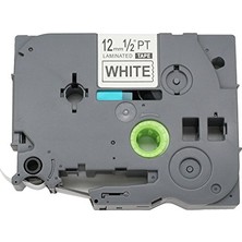 Die Grup Brother P-Touch Tz S231 Tze S231 12MM 1/2 Inç OPA1223 ile Uyumlu Beyaz Üzerine Siyah Ekstra Güçlü Yapışkanlı Etiket Bandı 1 Paket