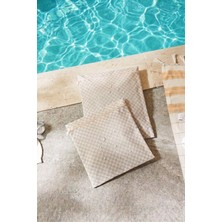 Ocean Home Textile 2 Adet Su Geçirmez Pvc Astarlı Gri Dama Desen Mayo Islak Kuru Kirli Temiz Çamaşır Çantası
