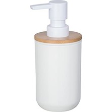 Die Grup Posa Sabunluk, Sıvı Sabun, Losyon Veya Deterjan Için Doldurulabilir Pompalı Dağıtıcı, Sürdürülebilir Bambu Desenli Beyaz Plastik, (G x Y x D): 7 x 16,5 x 8 Cm, Kapasite Yaklaşık 330 ml