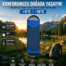 Begin Power 4 Mevsim Uyku Tulumu +5°c -10°c Kamp Uyku Tulumu Nefes Alabilen Kumaş Lacivert