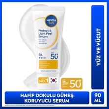 Nivea Sun SPF50+ Hafif Dokulu Yüksek Güneş Koruyucu Yüz ve Vücut Serumu 90ML, Hassas Cilt, Nemlendirici