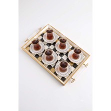 altabi Çay Takımı 6 Kişilik Seramik Tabaklı Çay Bardağı + Çay Tabağı + Çay Tepsisi