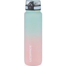 Die Grup Uzspace 1000ML Çift Renkli Sızdırmaz Bpa Içermez Kilitlenebilir Kapaklı Motivasyonel Tritan Su Matarası (Su Yeşili-Pembe)