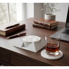 GRIFON3D Antik Mısır Temalı Piramit Standlı 6'lı Bardak Altlığı Seti