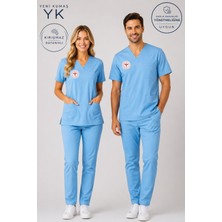 Simirna Üniforma Premium Likralı Logolu Scrubs Takım Doktor Hemşire Üniforması Sağlık Bakanlığı Uyumlu