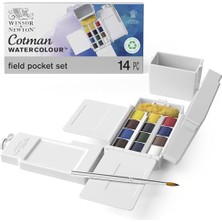 Die Grup 0390639 Cotman Field Box Sulu Boya Seti, Yüksek Işık Haslığına Sahip Canlı Sulu Boya, Geniş Renk Seçenekleri, Eskimeye Karşı Dayanıklı - 1/2 Kapta 12 Renk, Karıştırma Paleti, Su Tankı
