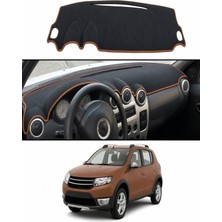 E-BİZ Dacia - Sandero Stepway (2009-2012) Uyumlu Torpido Koruma Kılıfı - Kahverengi Şeritli